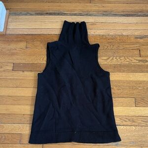 J. Crew Black Ribbed Turtleneck Sweater Vest